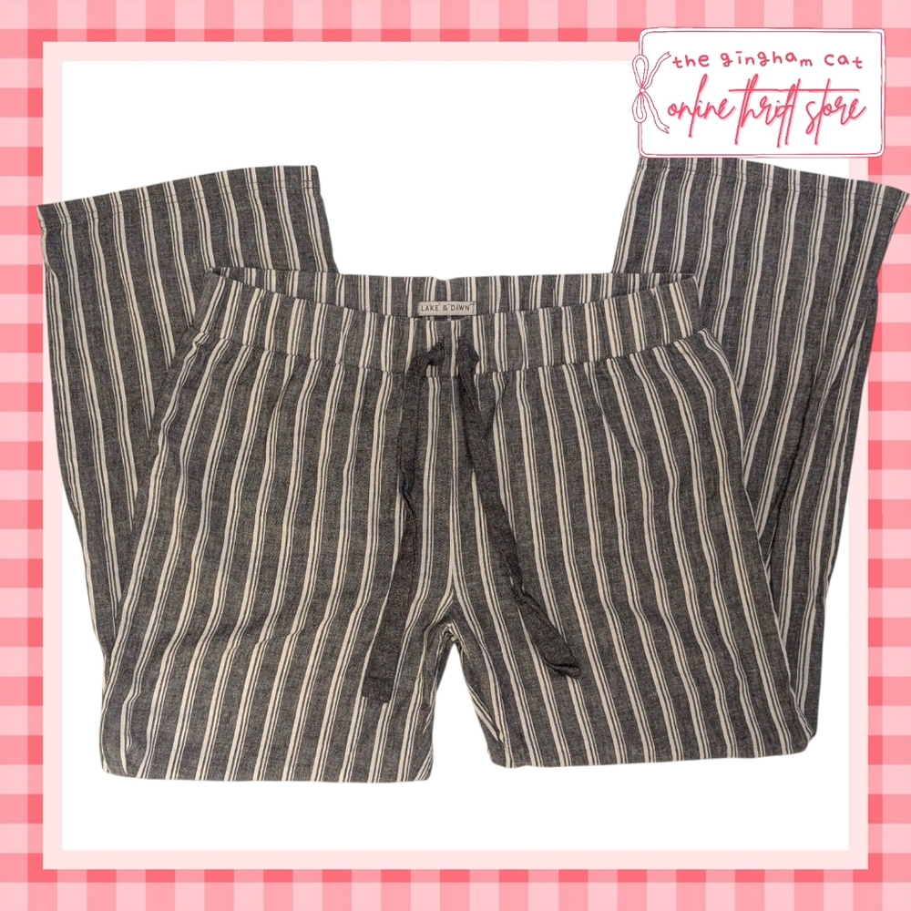 euc | grey striped linen pants (large)